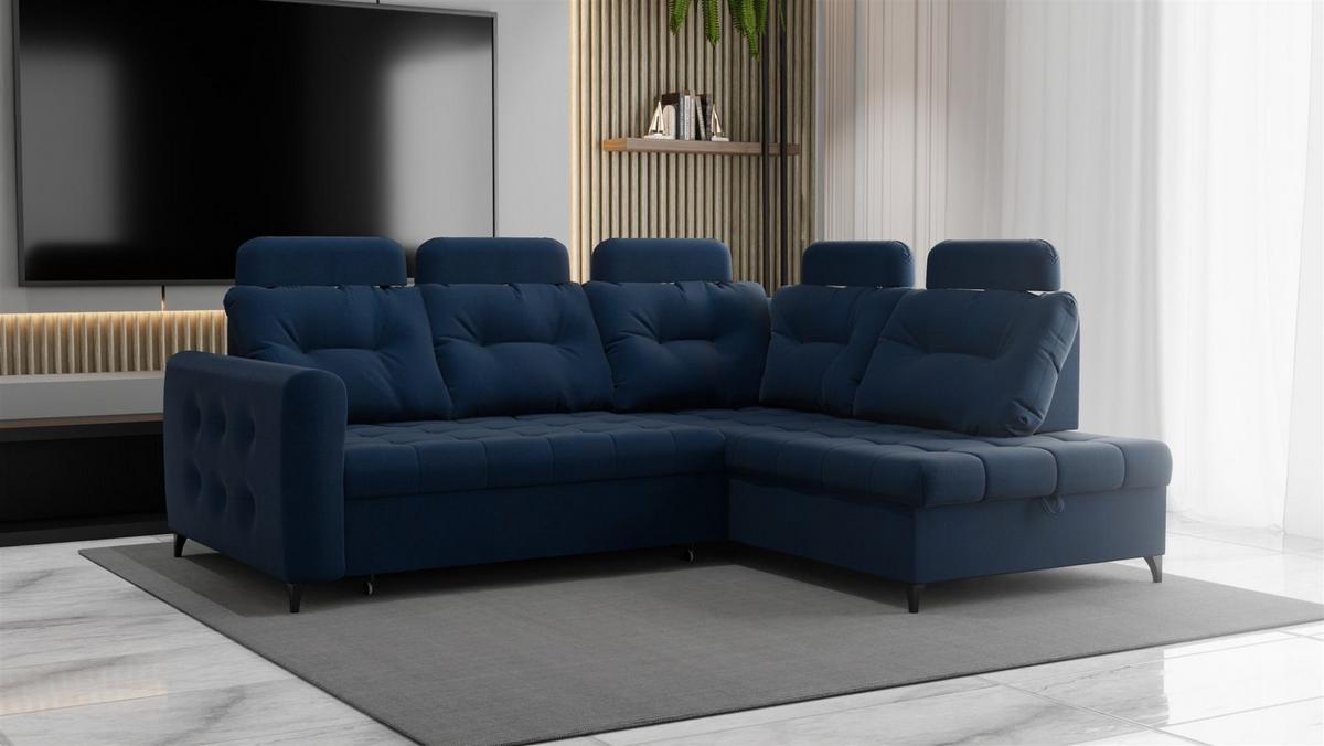 ECKSOFA Wendie - Dunkelblau, Holzwerkstoff/Textil (250/200cm) - Fun Möbel