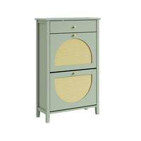 SCHUHSCHRANK mit 2 Klappen und 1 Schublade Grün 62x25x97cm - Grün, Holzwerkstoff (62/97/25cm) - SoBuy
