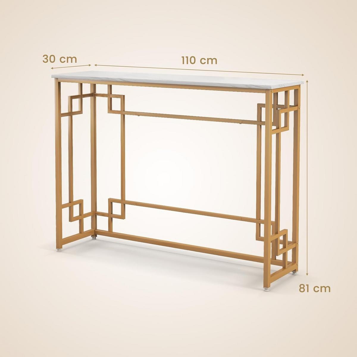 KONSOLENTISCH 81cm Weiß - Weiß, Metall (30/110/81cm) - COSTWAY