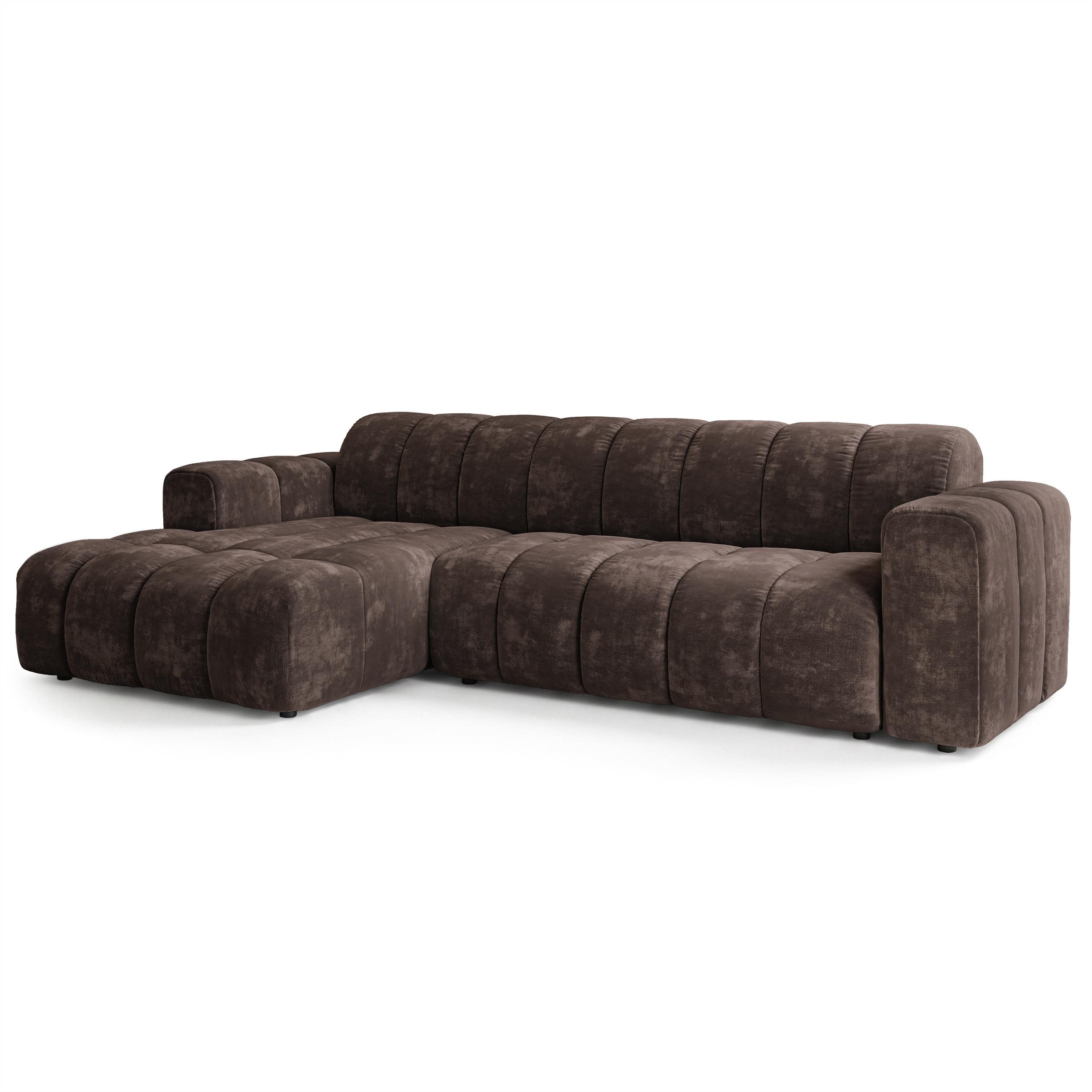 ECKSOFA SETIA LM L-S Braun Chenille - Braun, Holzwerkstoff (304/165cm) - MASSENO