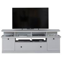 TV-LOWBOARD weiß 177 cm, TV Unterteil im Landhausstil inklusive Podest - Silberfarben/Weiß, Holzwerkstoff/Metall (177/65/41cm) - Top.Furn