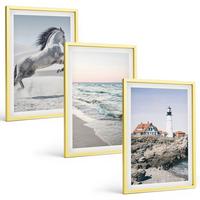 BILDER SET 3er Set - 40x60 cm Goldrahmen - Pferde, Strand, Leuchtturm, Wellen - Goldfarben, Kunststoff (40/60cm) - TULUP