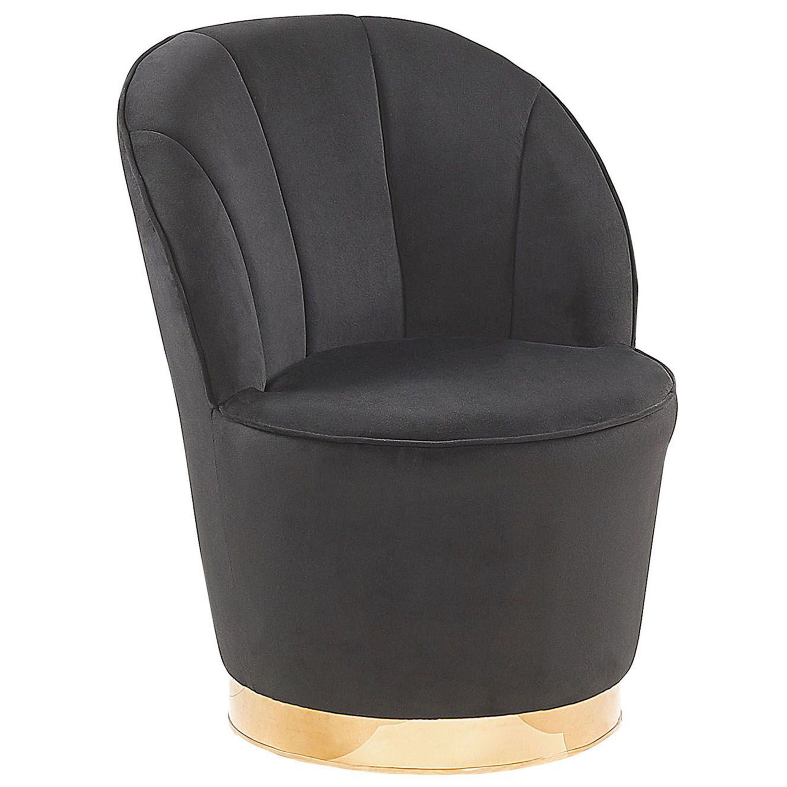 SESSEL Samtstoff Schwarz/Gold Alby - Schwarz, Textil/Metall (56/72/61cm) - Beliani