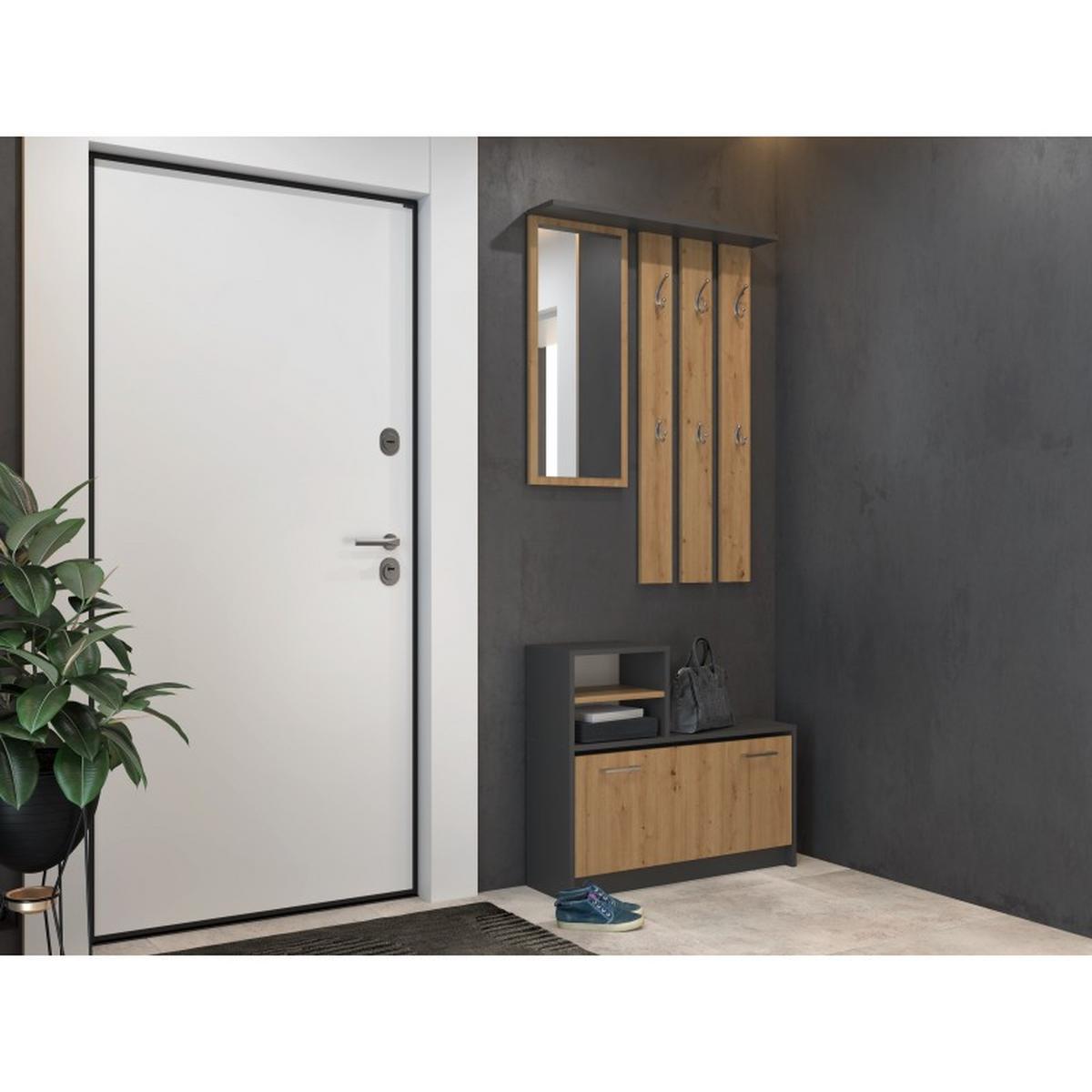 GARDEROBE praktisch Garderoben-Set mit Spiegel Anthrazit, Artisan 85/180/24 - Anthrazit, Holzwerkstoff (85/180/24cm) - RAUMHIRSCH FURNITURE