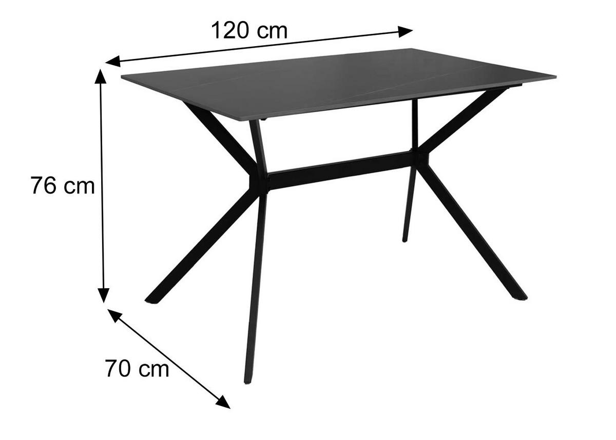 ESSZIMMERTISCH eckig Grau - Grau, Stein (70/120/76cm) - MCW