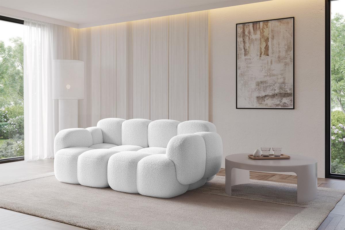 2-SITZER modulares Sofa Miko-S1 214x118x75 cm Weiß Bouclé - Schwarz/Weiß, Holzwerkstoff/Kunststoff (214/75/118cm) - ALTDECOR