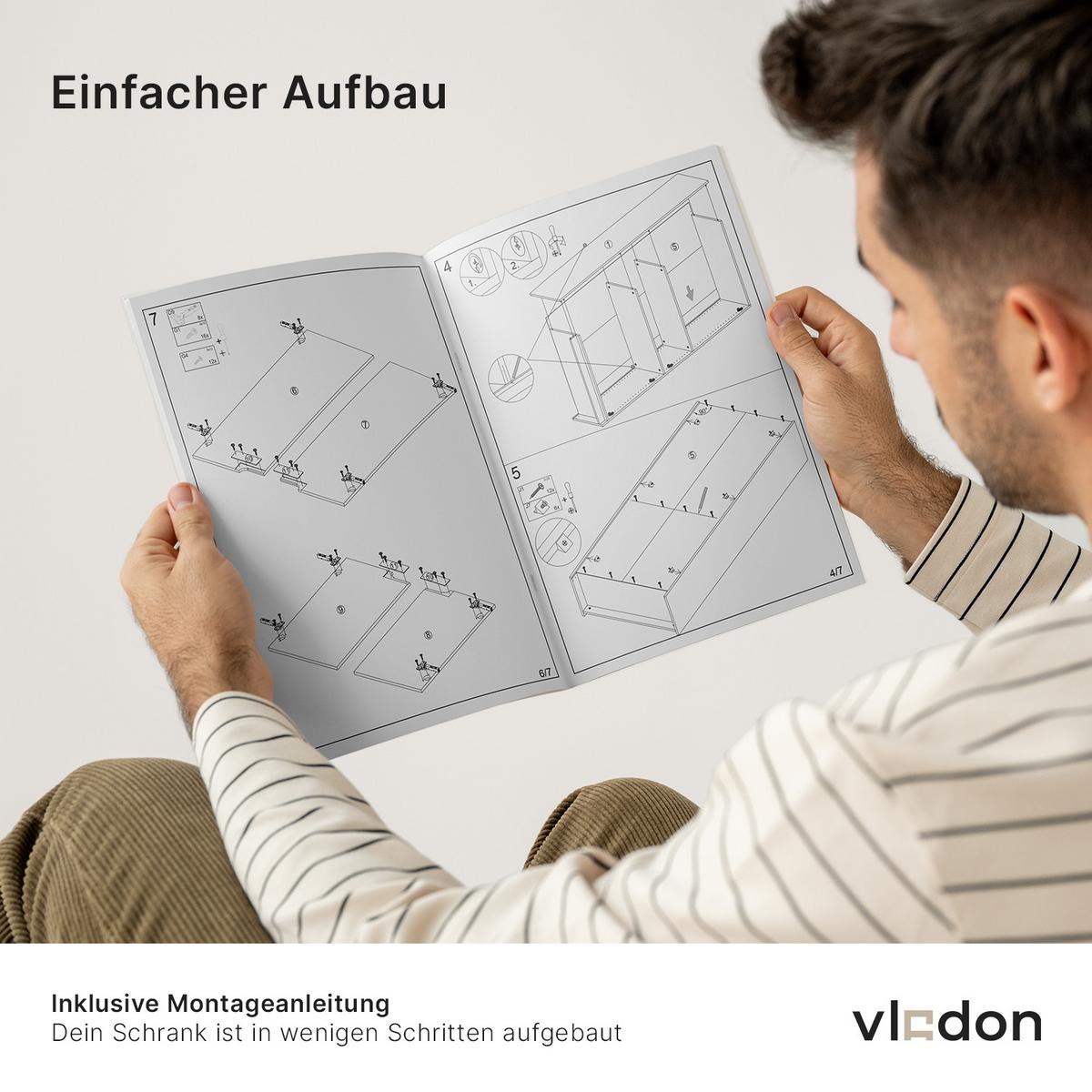 BÜROSCHRANK Logan Fronten in Graphit Seidenmatt - Graphitfarben, Holzwerkstoff (82/184/37cm) - Vladon