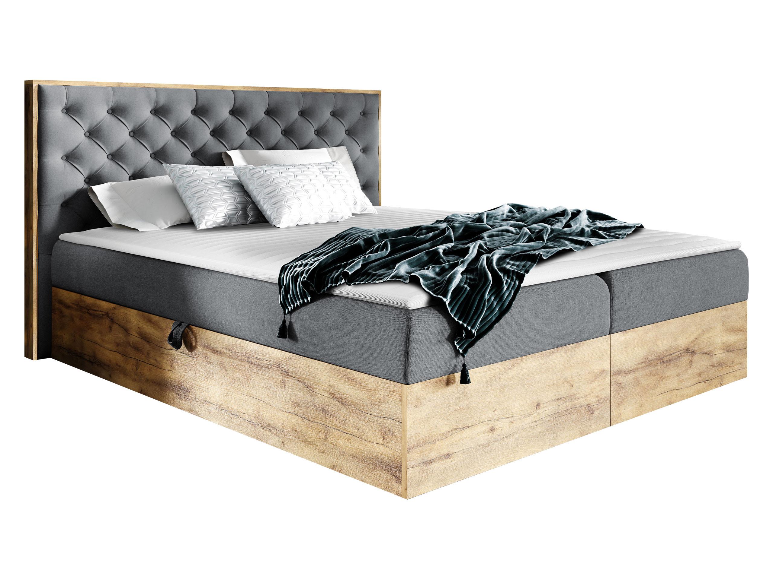 BOXBETT Wood 3 - H3 - Eiche Wotan/Grau, Holz/Textil (160/200cm) - MIRJAN24