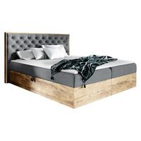 BOXBETT Wood 3 - H3 - Eiche Wotan/Grau, Holz/Textil (160/200cm) - MIRJAN24