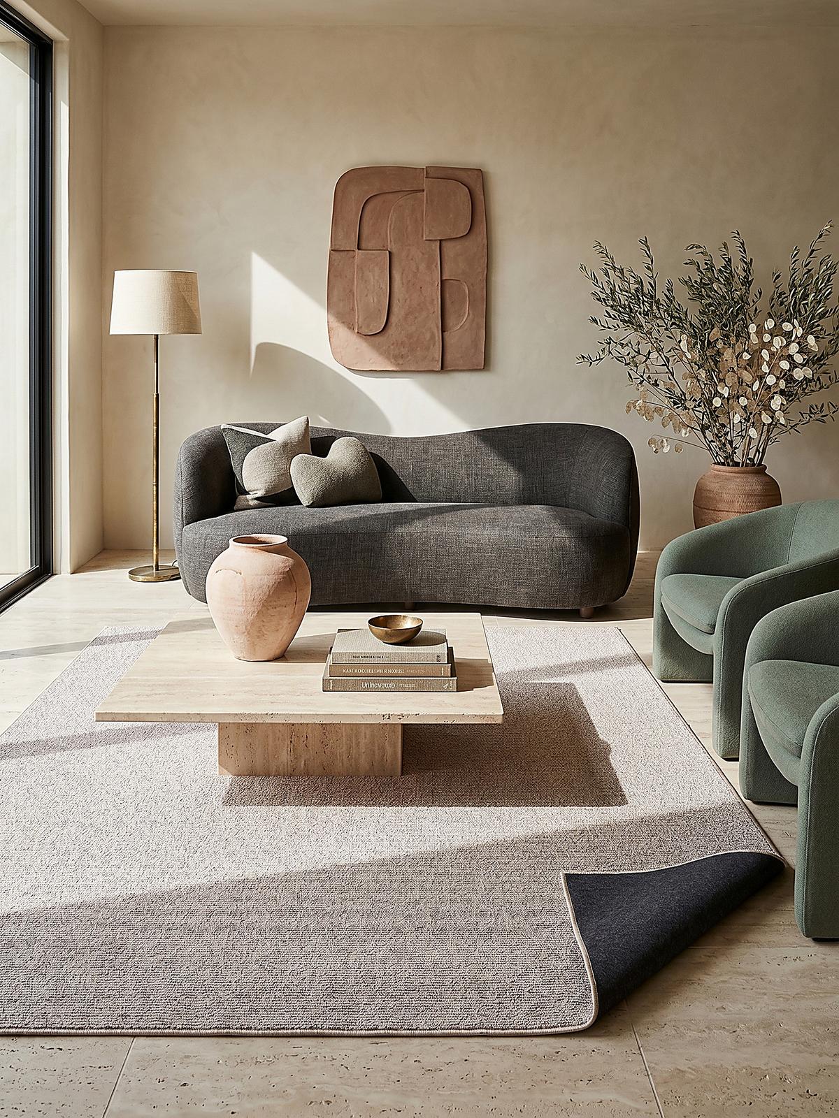 TEPPICH Niederflor Uni COLFOSCO Polypropylen Beige 133 x 133 cm - Beige, Textil (200/290cm) - KADIMA DESIGN