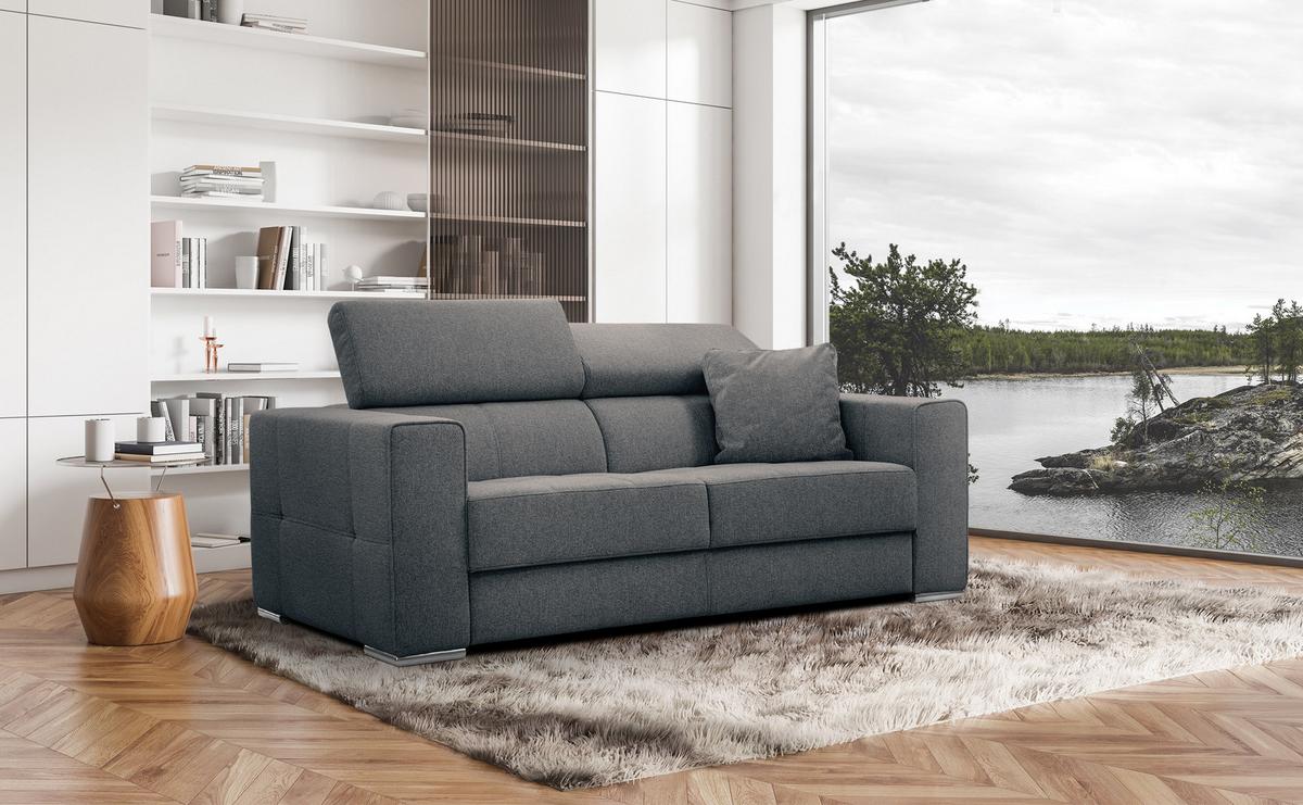 SOFA QUARTZ 3-Sitzer, dunkelgrau - Dunkelgrau, Holzwerkstoff/Textil (202/80/102cm) - Wozimo