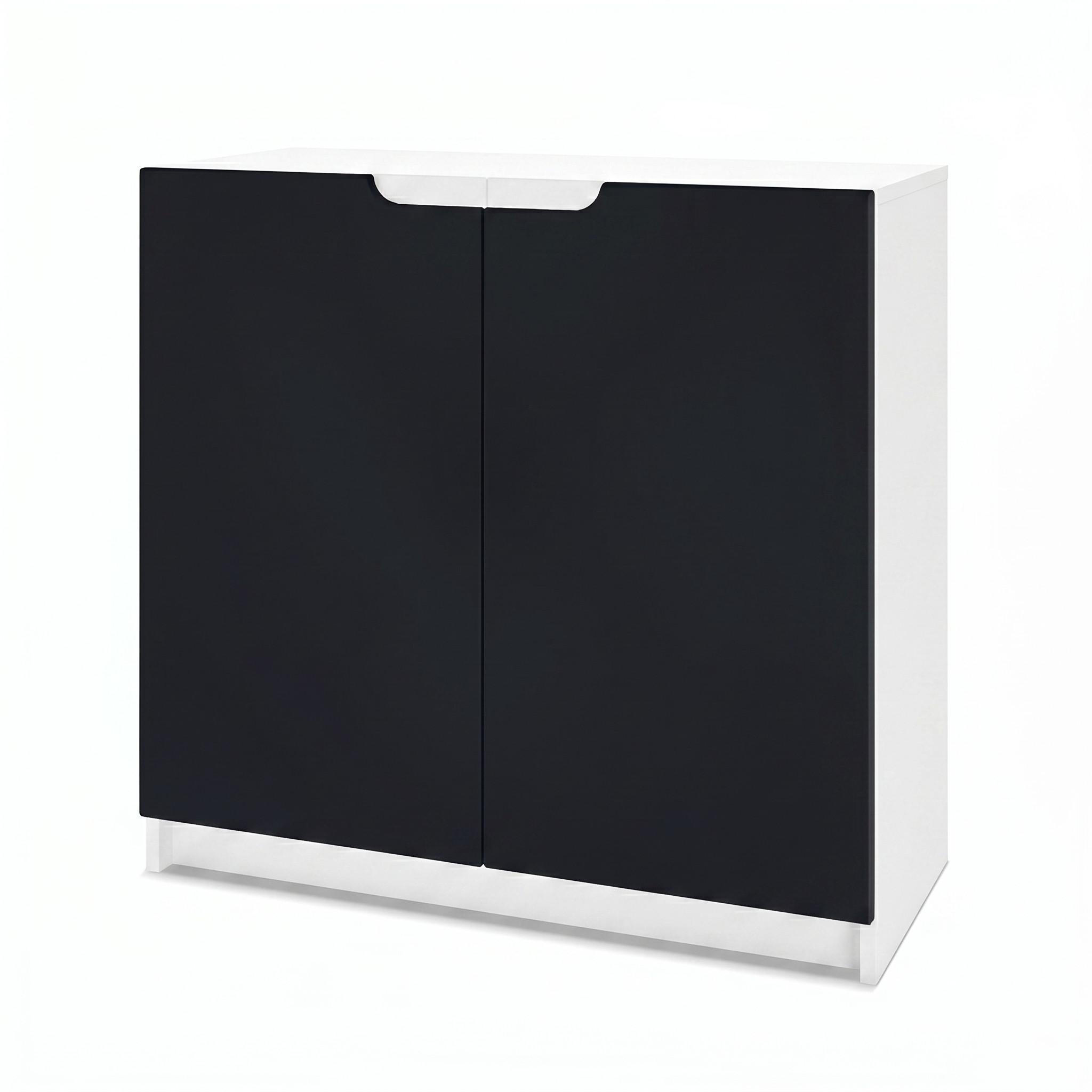 KOMMODE Logan Fronten in Schwarz matt - Schwarz, Holzwerkstoff (82/78/37cm) - Vladon