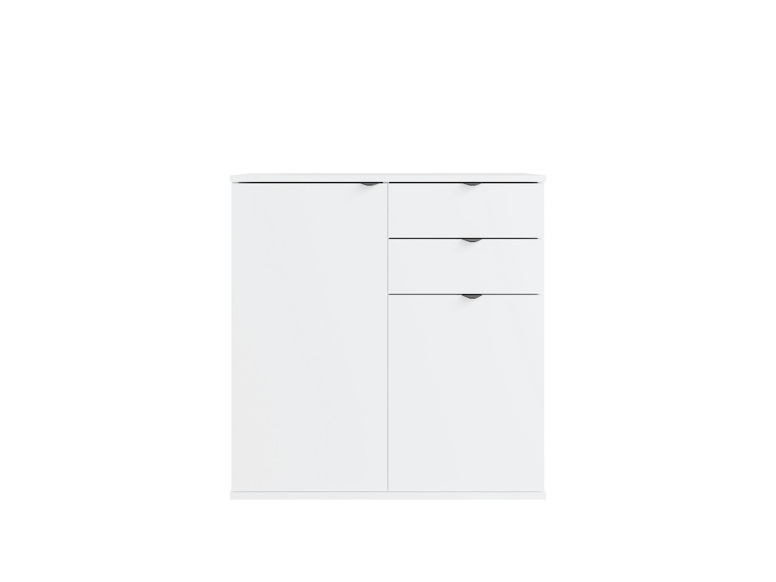 KOMMODE METRIX 80/82,5/35cm mit 2 Schubladen 2 Türen Weiß - Weiß, Holzwerkstoff (80/82.5/35cm) - MASSENO