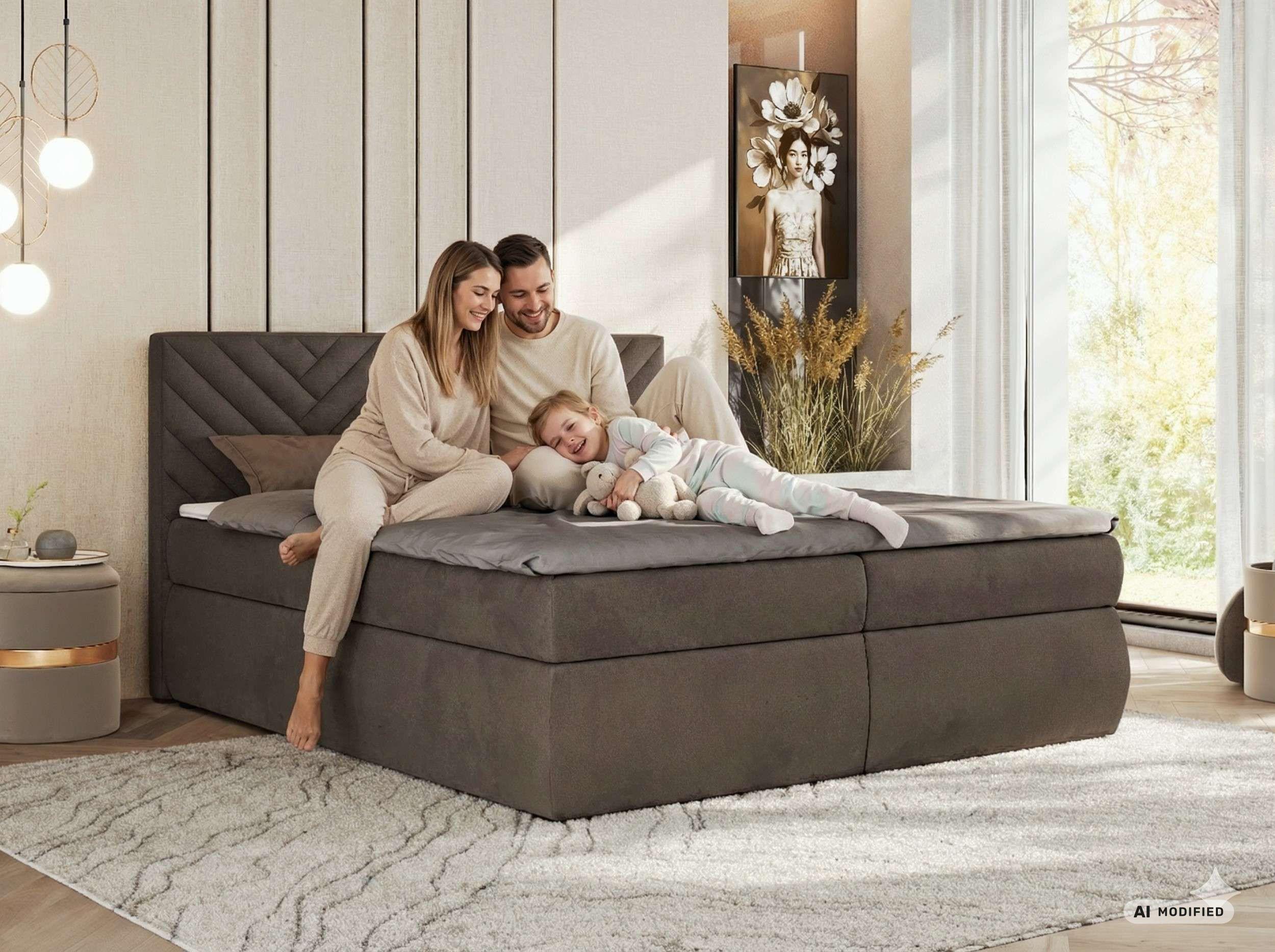 BOXBETT AVERTA 180/200 - Beige Velvet - Topper T25 - H3 - Beige/Schwarz, Kunststoff/Textil (180/200cm) - MKS