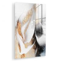 ACRYLGLASBILD Luxus - Abstrakt - Gold - Weiß 80x120 cm - Goldfarben, Glas (80/120cm) - MuchoWow