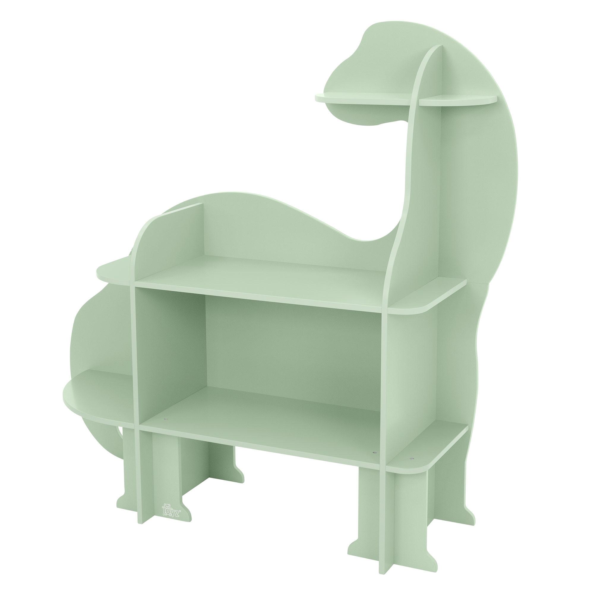 KINDERREGAL Dino 110x31x110 cm aus Holz Grün - Naturfarben, Holz (110/110/31cm) - Joyz