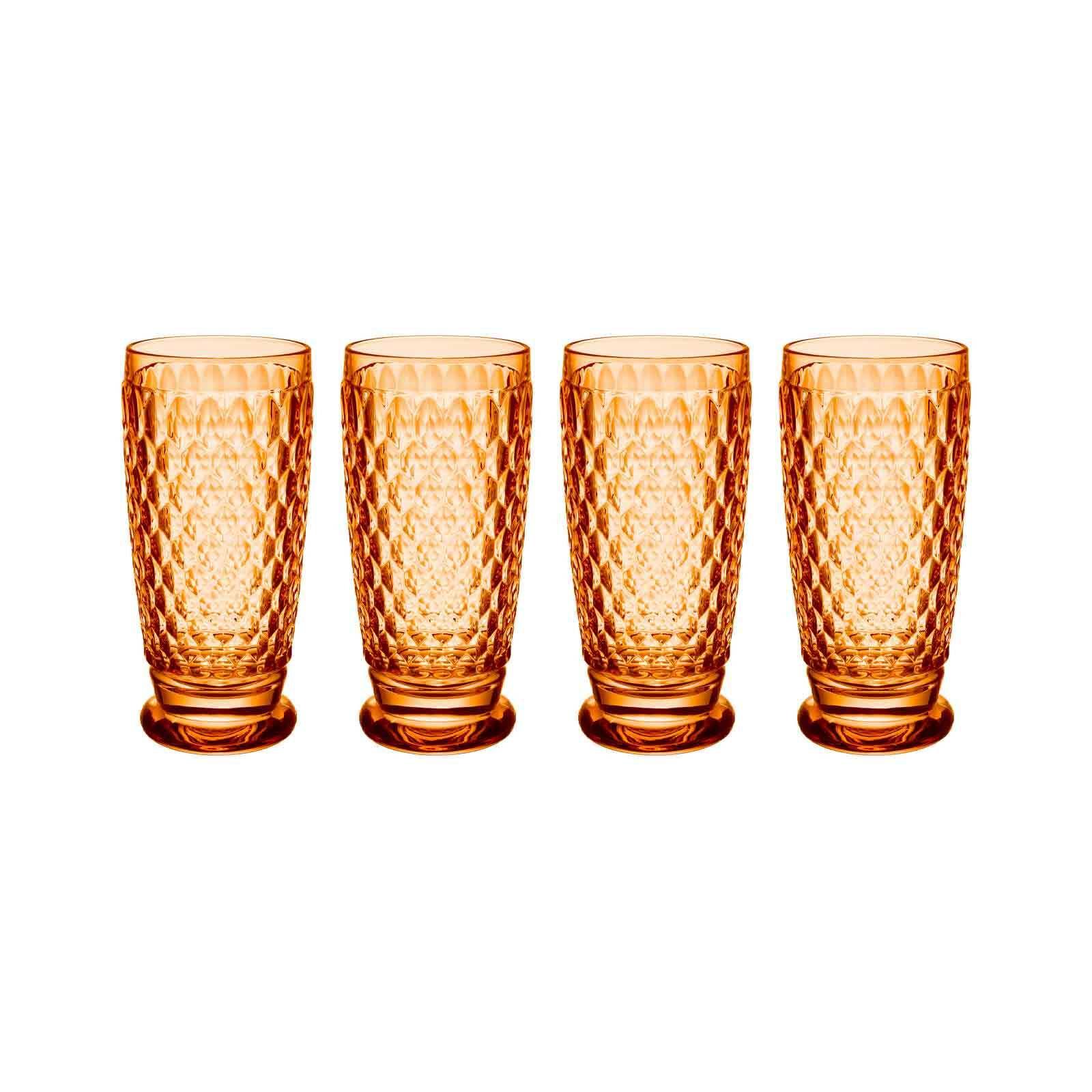 LONGDRINKGLÄSER Boston Coloured Apricot 400 ml 4er Set - Orange, Glas (0.4L) - Villeroy & Boch