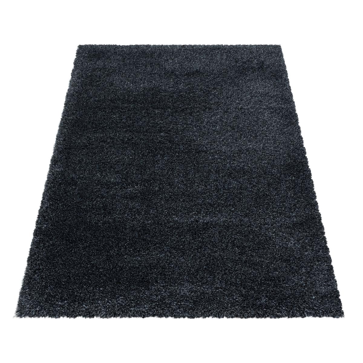HOCHFLORTEPPICH SALZACH, einfarbig, Anthrazit, 60 x 110 cm - Anthrazit, Textil (110/60cm) - KADIMA DESIGN