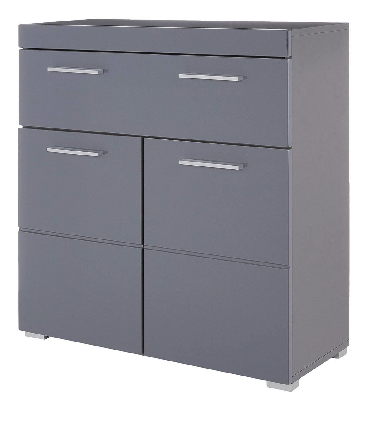 BADKOMMODE grau Hochglanz 73 x 79 cm, Badzimmer Kommode mit viel Stauraum - Grau, Holzwerkstoff/Kunststoff (73/79/31cm) - Top.Furn