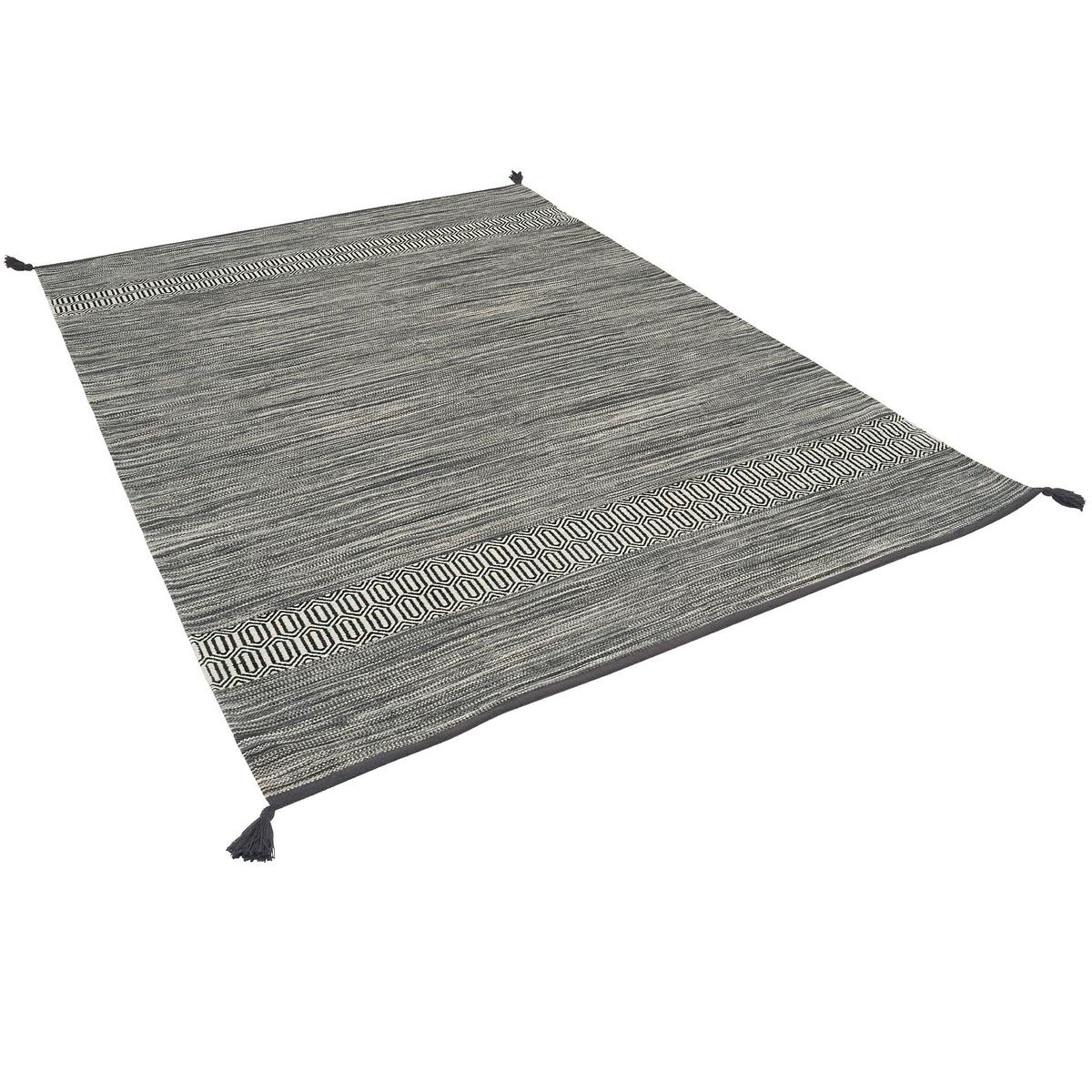NATUR BAUMWOLLE TEPPICH KELIM TOSKANA - Grau, Textil (90/160cm) - Pergamon