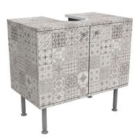WASCHBECKENUNTERSCHRANK Fliesenmuster Coimbra grau 60/55/35 cm - Grau, Holzwerkstoff (60/55/35cm) - Bilderwelten