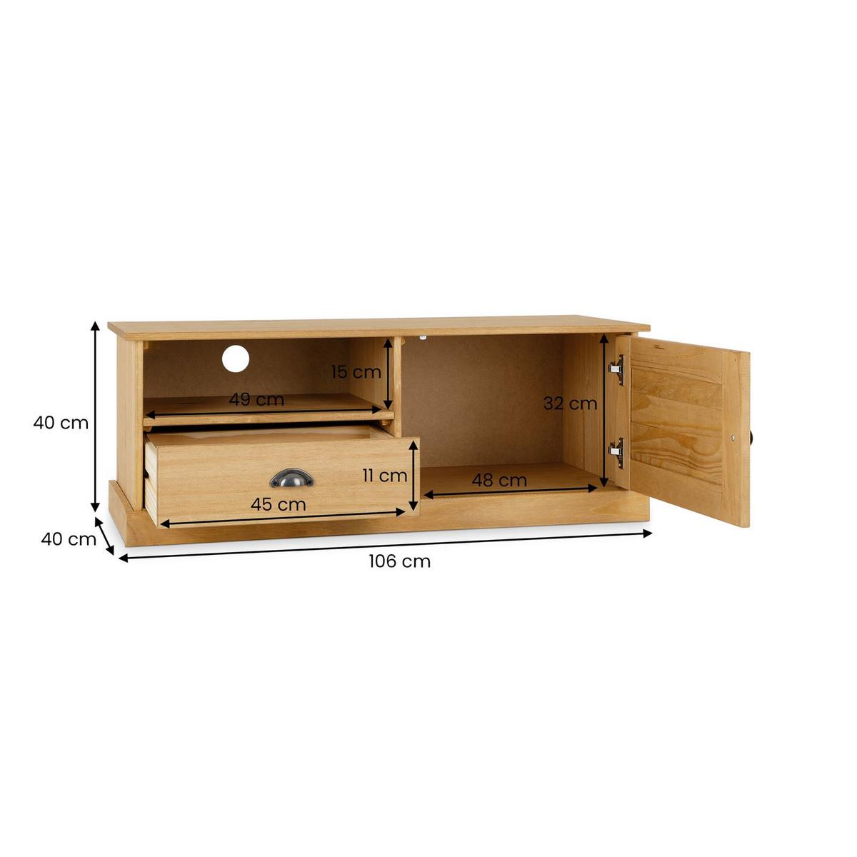 LOWBOARD VENETA - Kieferfarben, Holz (106/40/40cm) - IDIMEX