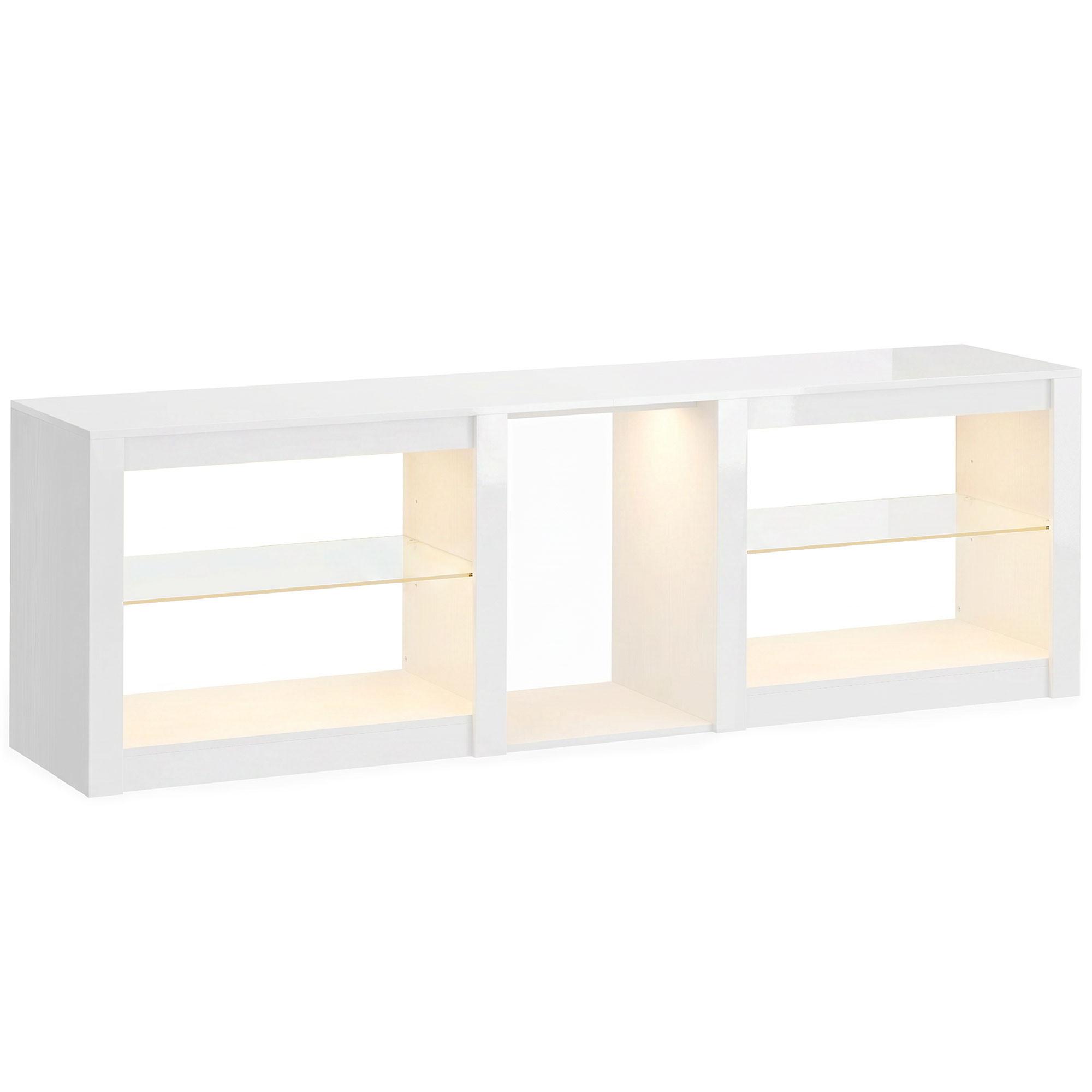 TV-LOWBOARD Spanplatte Glas Weiß - Weiß Hochglanz, Glas/Holzwerkstoff (35/52/160cm) - HOMCOM