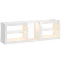 TV-LOWBOARD Spanplatte Glas Weiß - Weiß Hochglanz, Glas/Holzwerkstoff (35/52/160cm) - HOMCOM