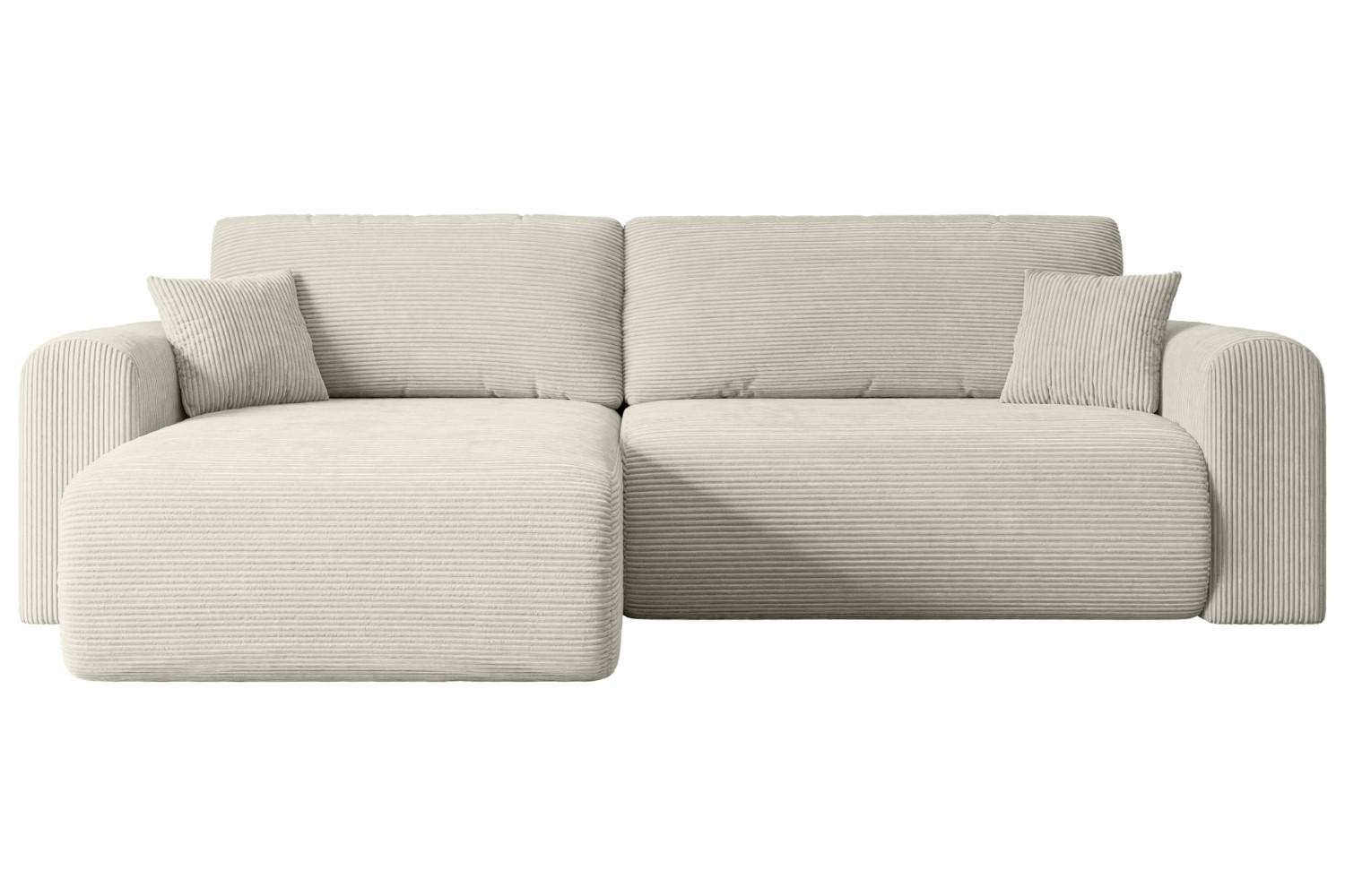 ECKSOFA mit Schlaffunktion und Bettkasten ORRO-L - 272x145x83 cm Creme Cord - Hellgrau/Creme, Holzwerkstoff/Kunststoff (272/145cm) - ALTDECOR