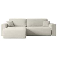 ECKSOFA mit Schlaffunktion und Bettkasten ORRO-L - 272x145x83 cm Creme Cord - Hellgrau/Creme, Holzwerkstoff/Kunststoff (272/145cm) - ALTDECOR