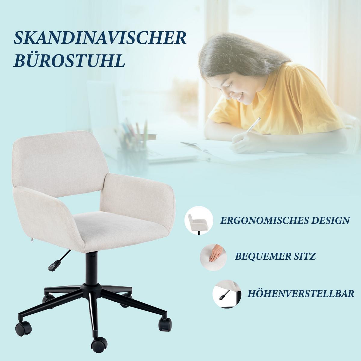 KINDERDREHSTUHL Stoffbezug höhenverstellbar & 360° drehbar - Beige/Schwarz, Holzwerkstoff/Textil (56/85/58cm) - Urban Meuble