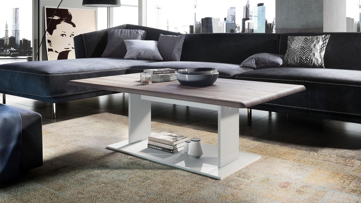 COUCHTISCH Mono Tischplatte in Eiche Nordic - Silbereichenfarben, Holzwerkstoff (70/120/40cm) - Vladon