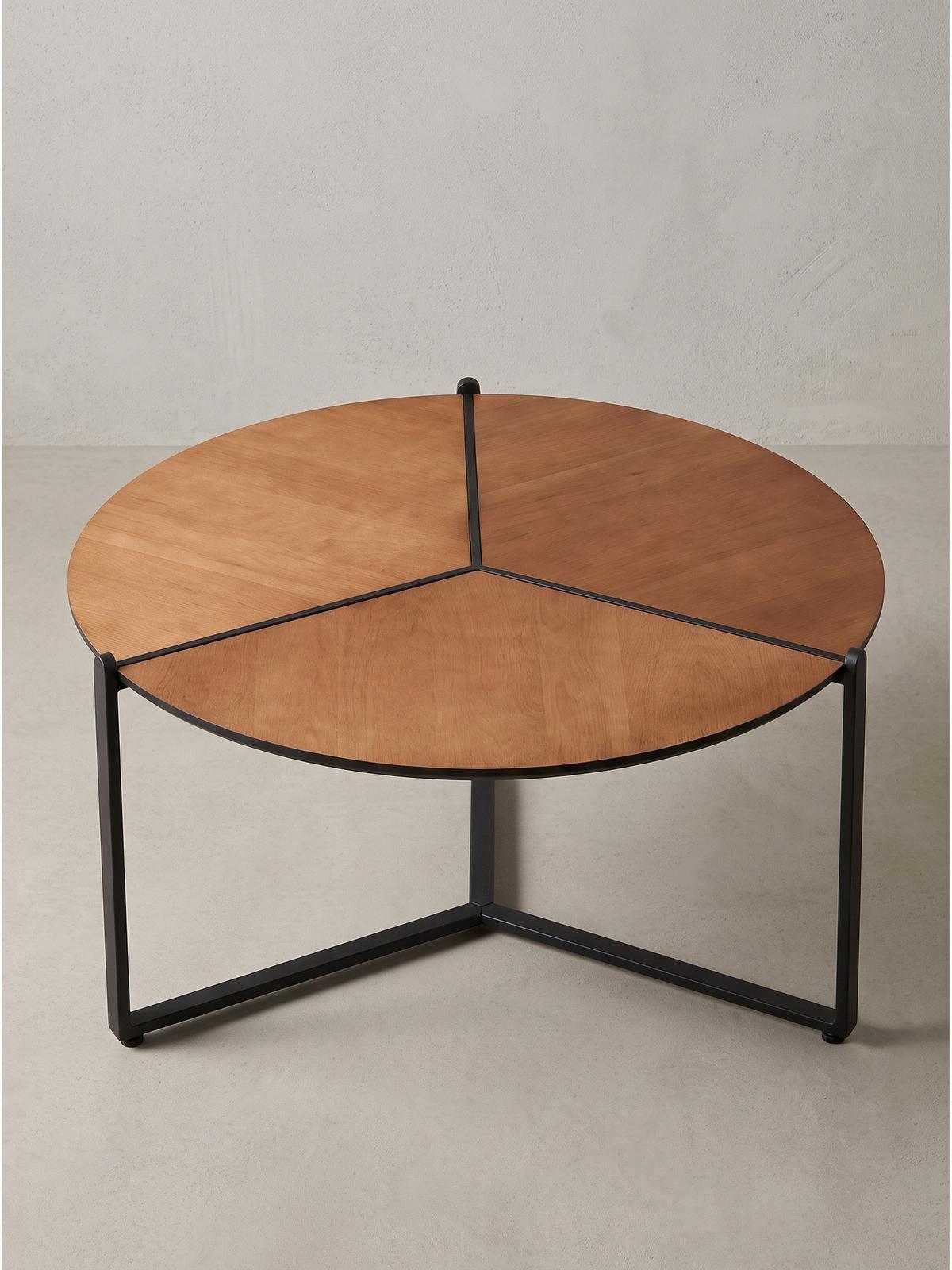 COUCHTISCH BOLSENA, MDF, in Holzoptik, Braun-Schwarz, Ø 80 x 42 cm - Schwarz/Braun, Holzwerkstoff/Metall (80/80/42cm) - KADIMA DESIGN