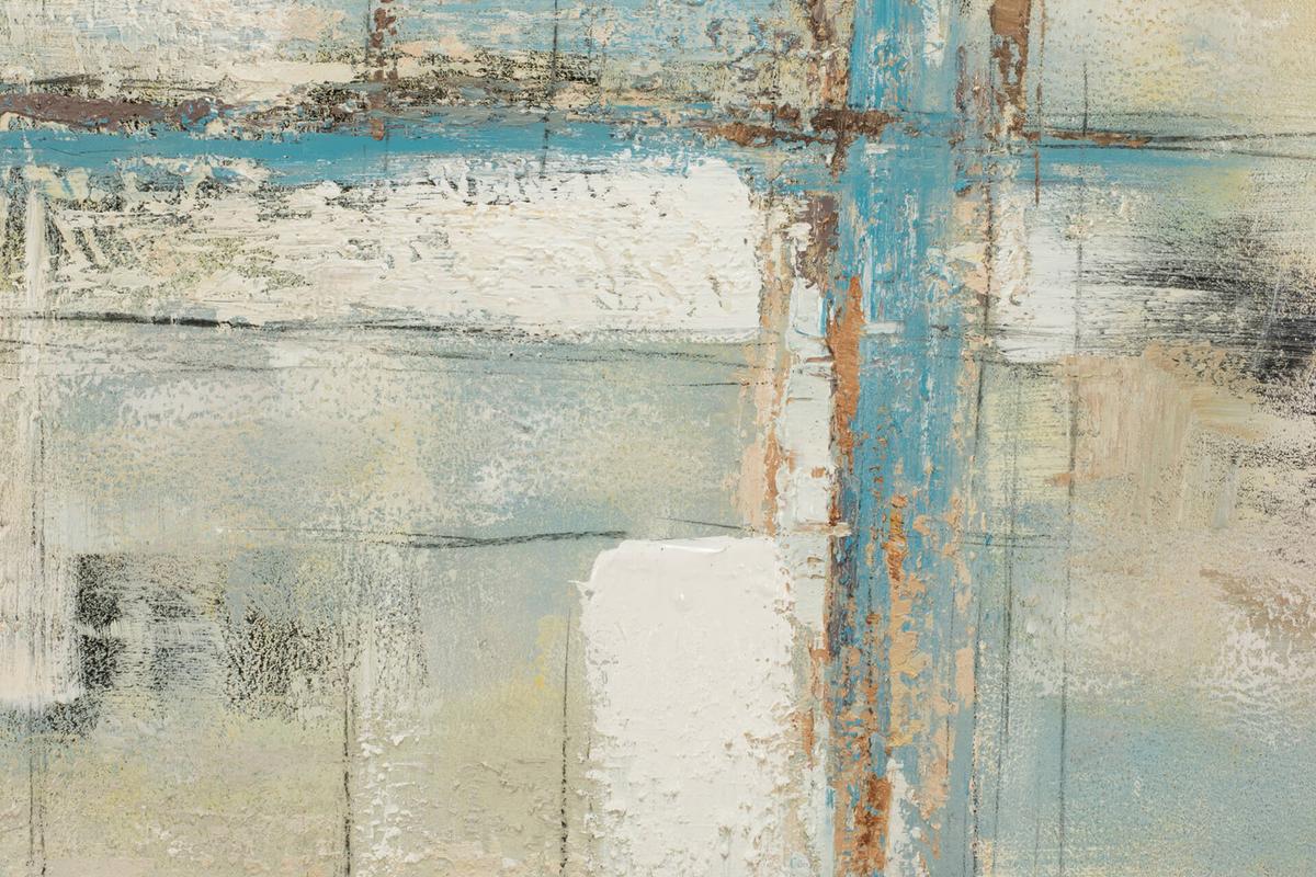 ACRYLBILD HANDGEMALT 60/60 cm - Blau/Beige, Holz/Textil (60/60cm) - KUNSTLOFT