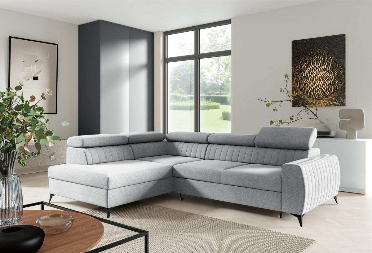 ECKSOFA Toronto - Hellgrau, Holzwerkstoff/Textil (270/200cm) - Fun Möbel