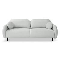 BETTSOFA AGIO Hellgrau Plüsch-Stoff mit Schlaffunktion - Hellgrau, Holz (232/95/109cm) - MASSENO
