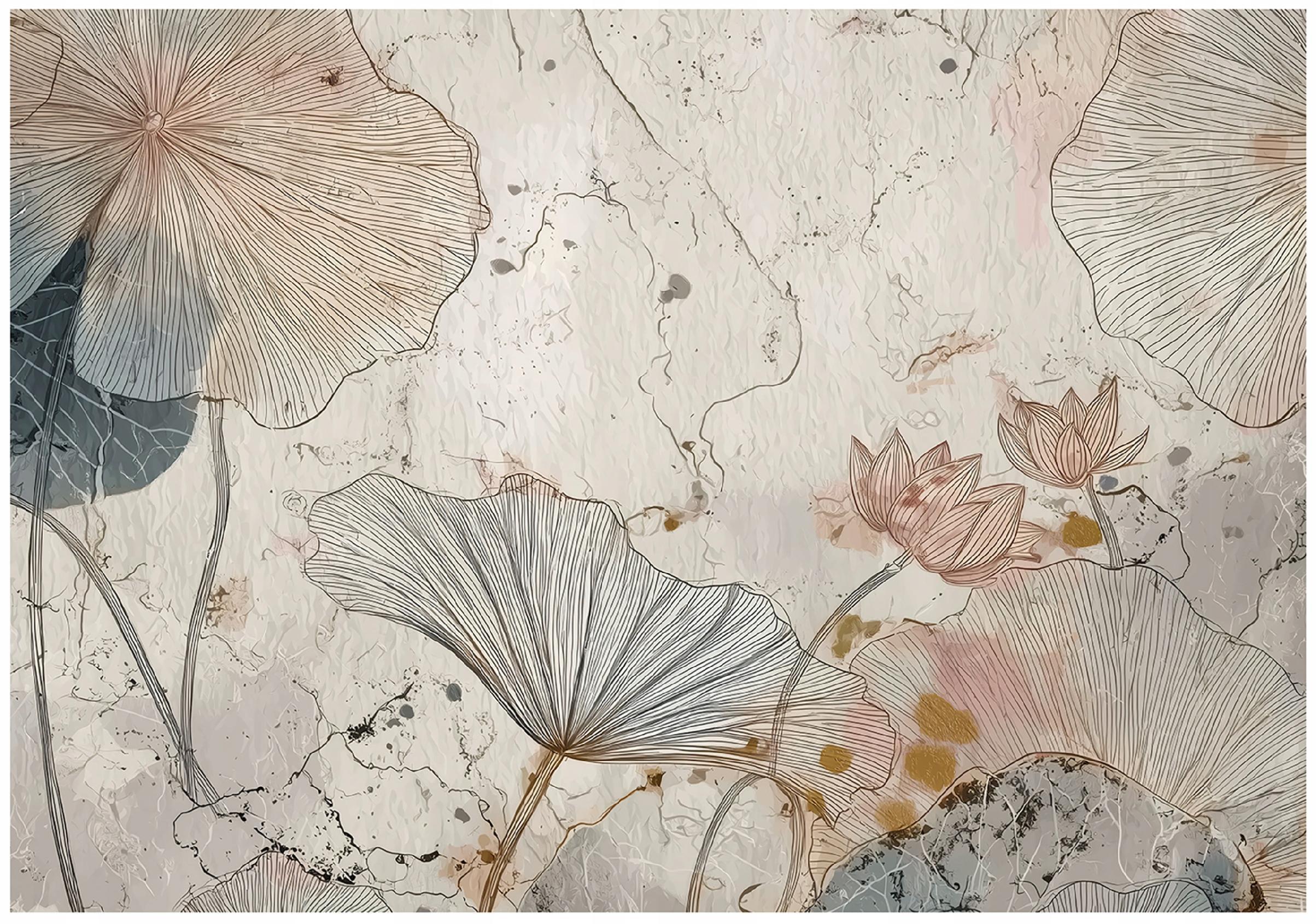 FOTOTAPETE Blumen Beton Beige 250x175 cm - Multicolor, Papier (250/175cm) - Wallarena