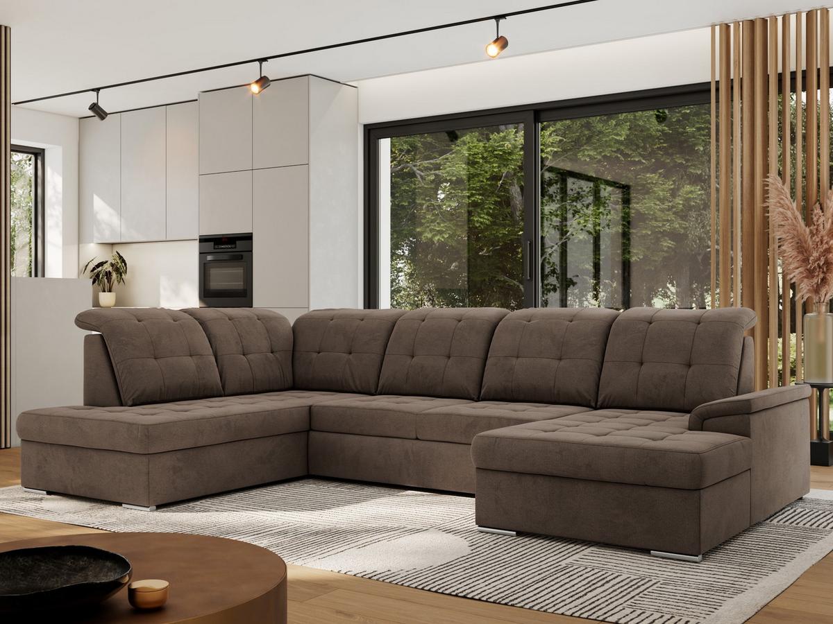 WOHNLANDSCHAFT MADRITO U - Braun Velorus - Links - Silberfarben/Braun, Textil/Metall (204/89/323cm) - MKS