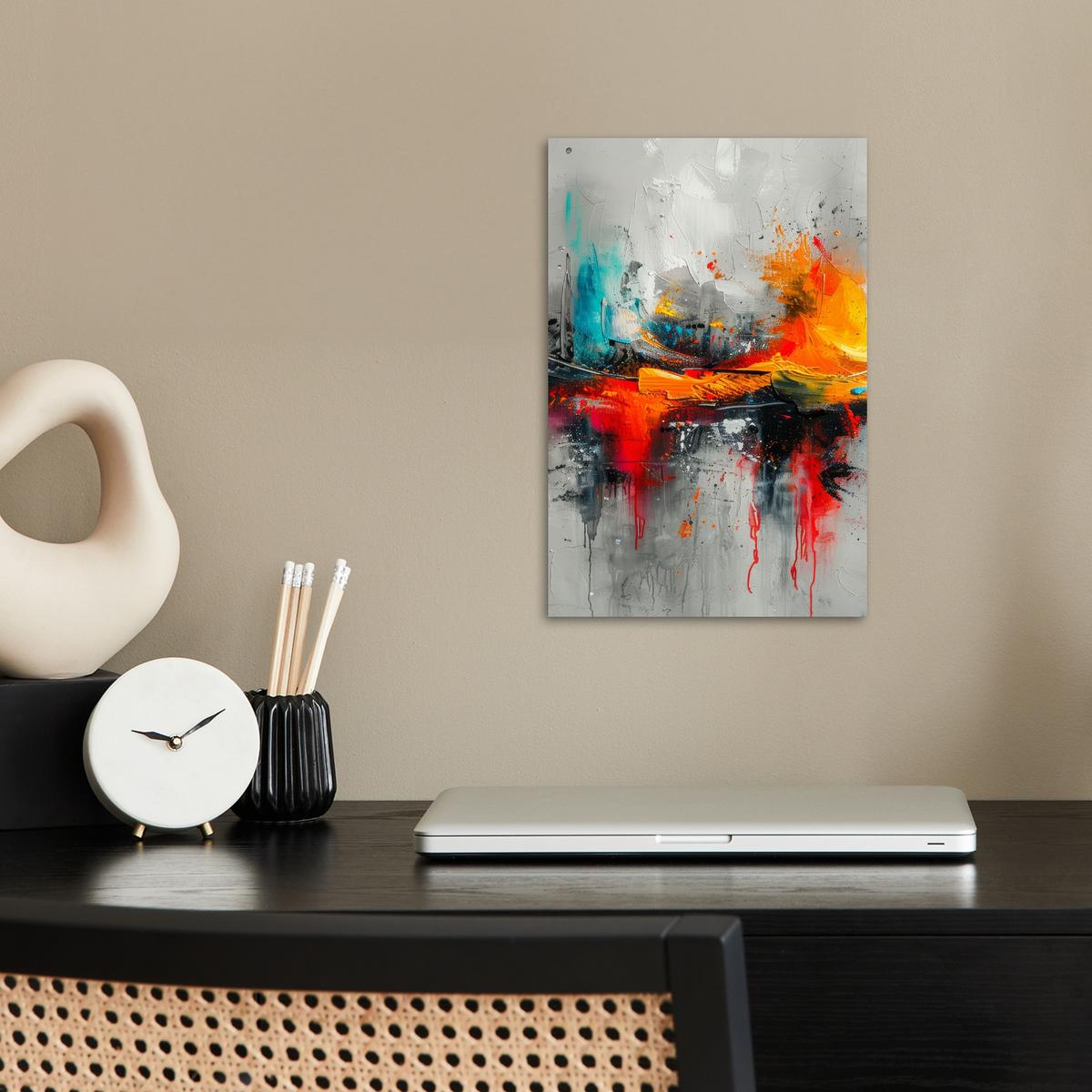POSTER Moderne Kunst - Orange - Grau - Abstrakt Room Decor 20x30 cm - Hellgrau, Papier (20/30/0.1cm) - MuchoWow