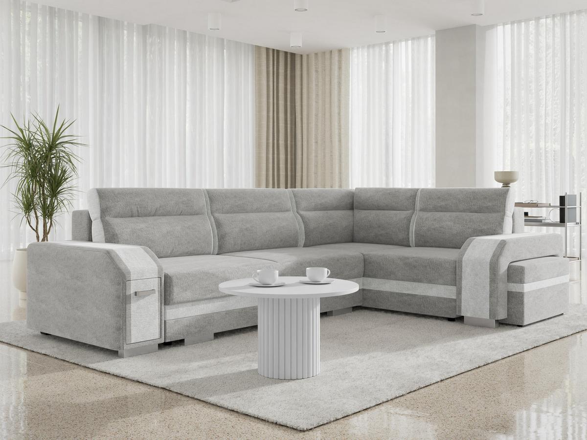 ECKSOFA Assan, Seite: Rechts - Chromfarben/Hellgrau, Holz/Kunststoff (305/205cm) - MIRJAN24