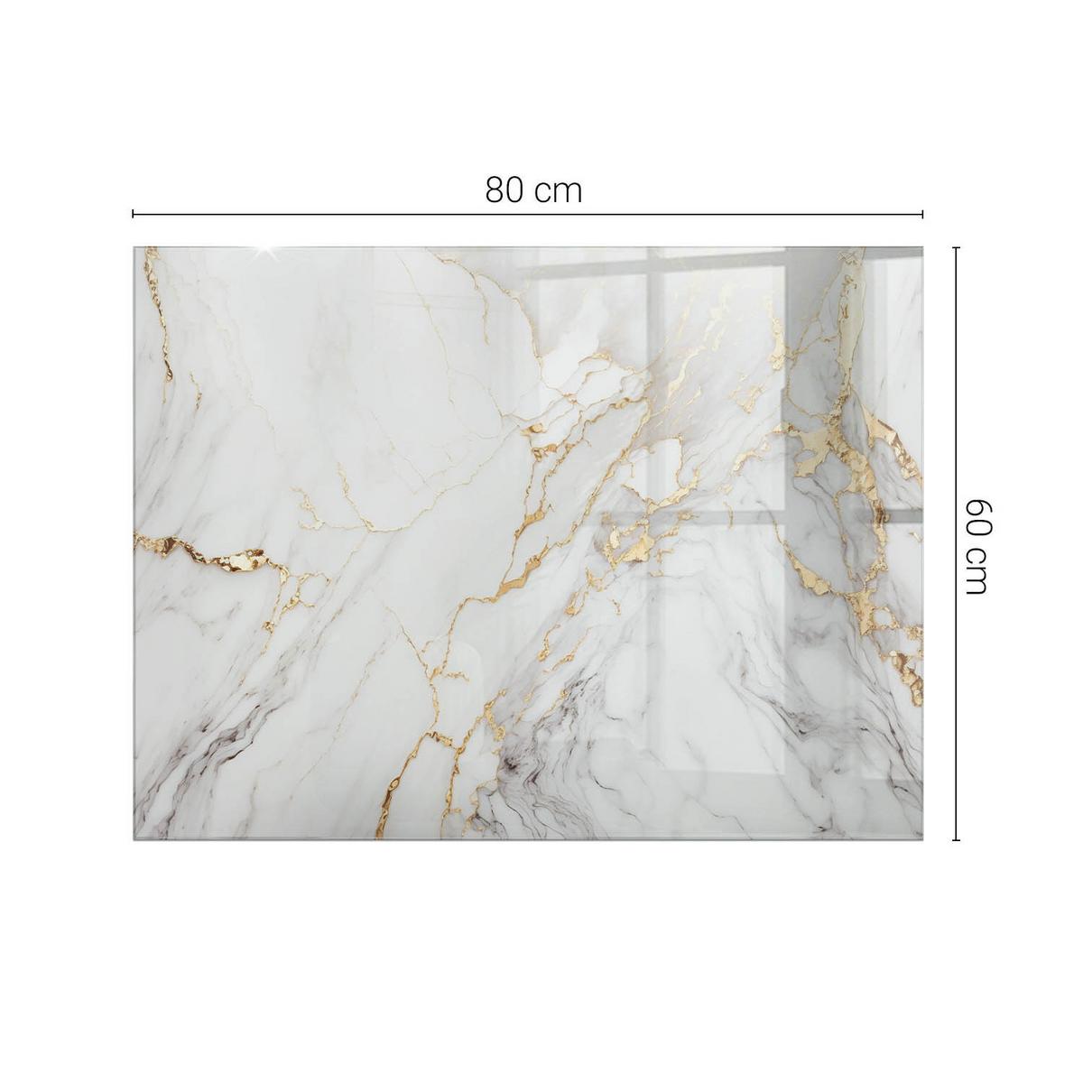 TISCHPLATTE 80x60 cm Eleganter Marmor mit Adern - Weiß, Glas (0.4/80/60cm) - TULUP