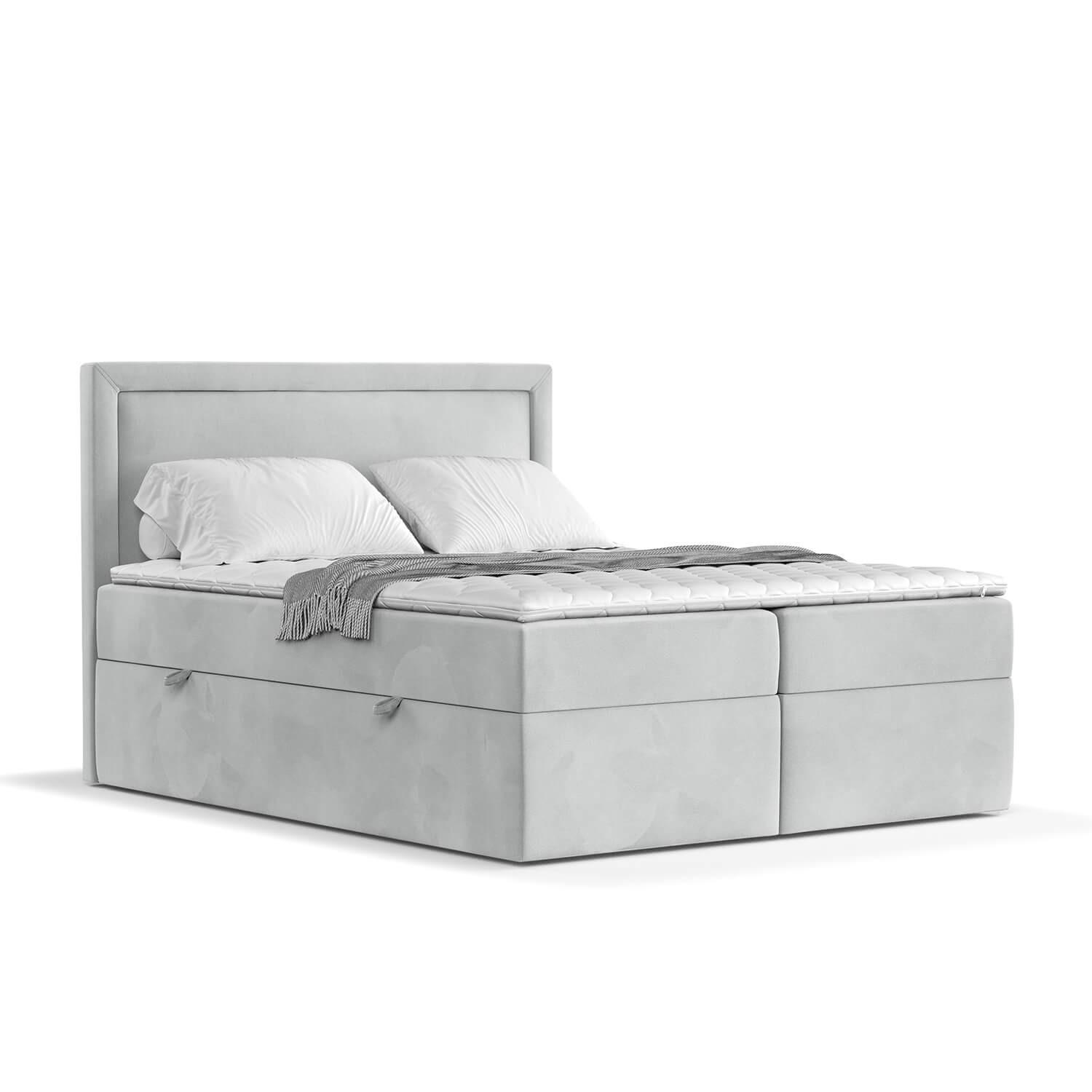BOXBETT Jodan 200/200 cm Hellgrau im Magic Velvet Stoff - Hellgrau/Schwarz, Holz/Holzwerkstoff (200/200cm) - AltaBeds