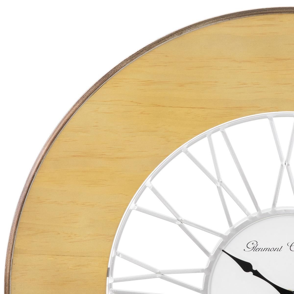 WANDUHR Alfheim groß Ø85 cm rund Weiß-Natur aus Holz-Metall - Bronzefarben, Holz (5/85/85cm) - WOMO-DESIGN