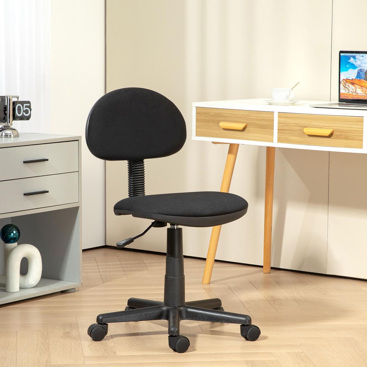 BÜROSTUHL Polyester Schaumstoff Schwarz - Schwarz, Kunststoff (43/85/51cm) - HOMCOM