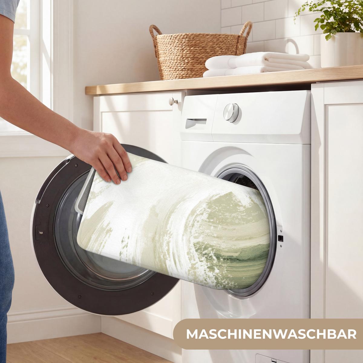 BADEMATTE Abstrakt - Pinselstriche - Wellen - Grün 80x50 cm - Mintgrün, Textil (80/50cm) - OnlyWow