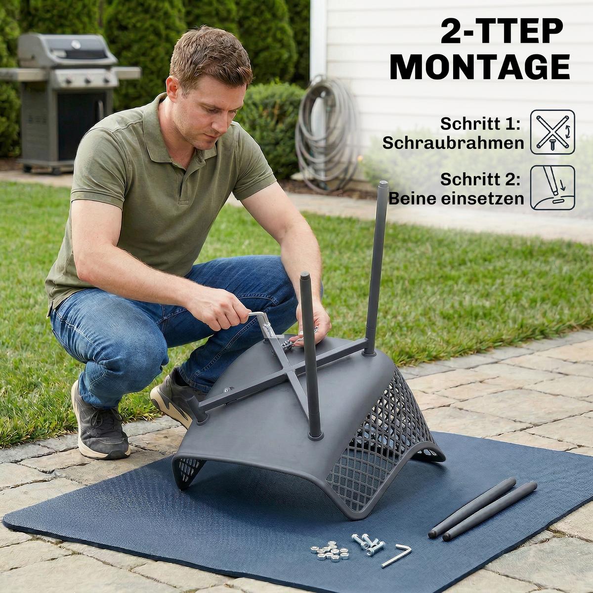 GARTENSTÜHLE 4er Set Metall Kunststoff Dunkelgrau - Dunkelgrau, Kunststoff/Metall (51/84/56cm) - Outsunny