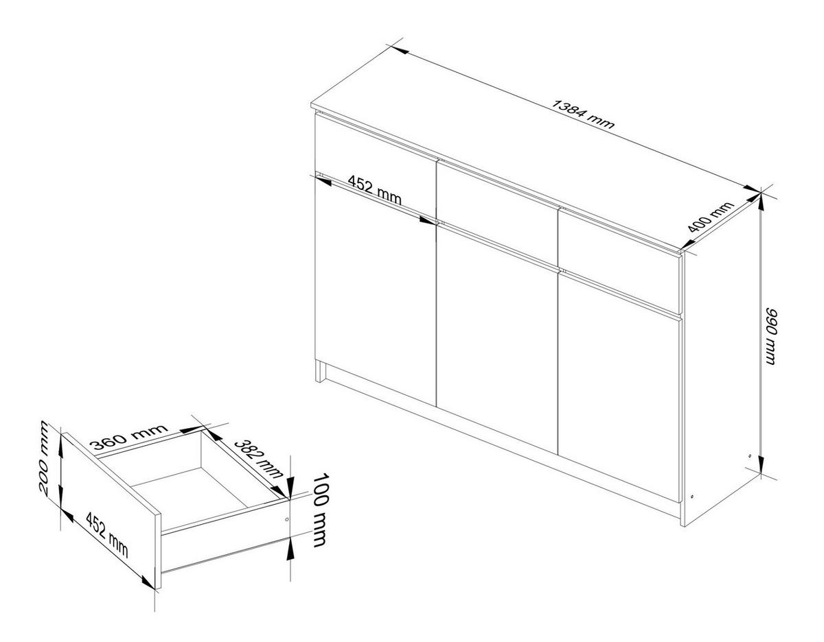 KOMMODE Eiche Sonoma 99/138/40 - Sonoma Eiche, Holzwerkstoff (138/99/40cm) - RAUMHIRSCH FURNITURE