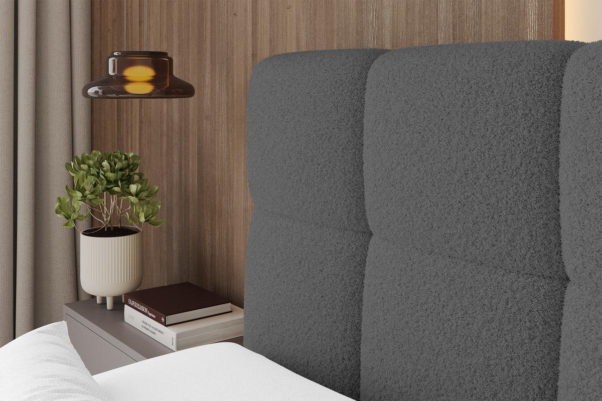 BOXBETT mit Matratze H3/H4 - FAMA-Z KING - 120x200 cm Grau Quelle - Schieferfarben, Holzwerkstoff (120/200cm) - ALTDECOR