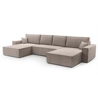WOHNLANDSCHAFT Cedria Beige 389/145/85 cm mit Schlaffunktion - Beige/Schwarz, Kunststoff/Textil (389/85/145cm) - AX Living