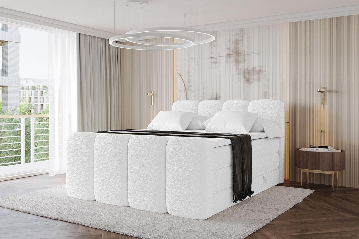 BOXBETT mit Matratze H3|H4 und Lattenrost - NINA-Z KING - 180x200 cm Quelle - Weiß - Weiß, Holzwerkstoff (180/200cm)